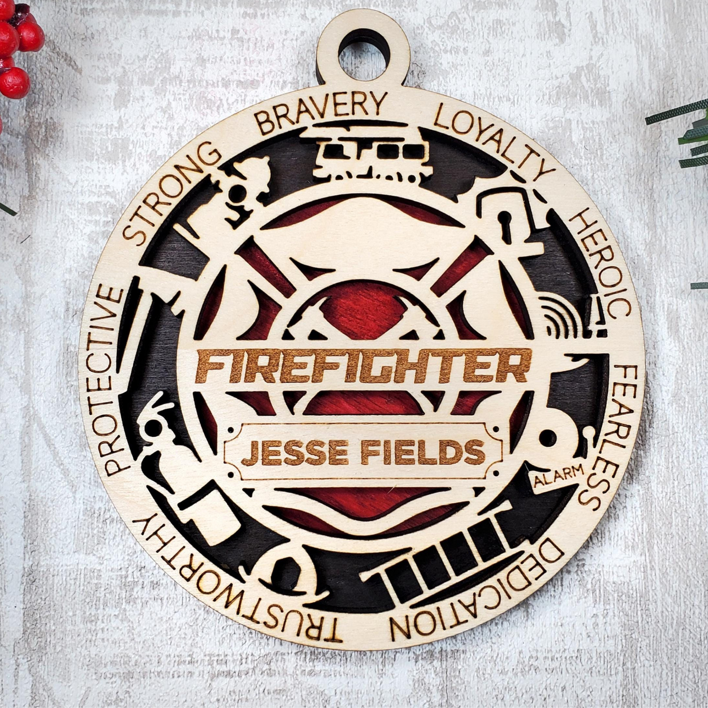 Firefighter Personalized Ornament – Custom Engraved Gift