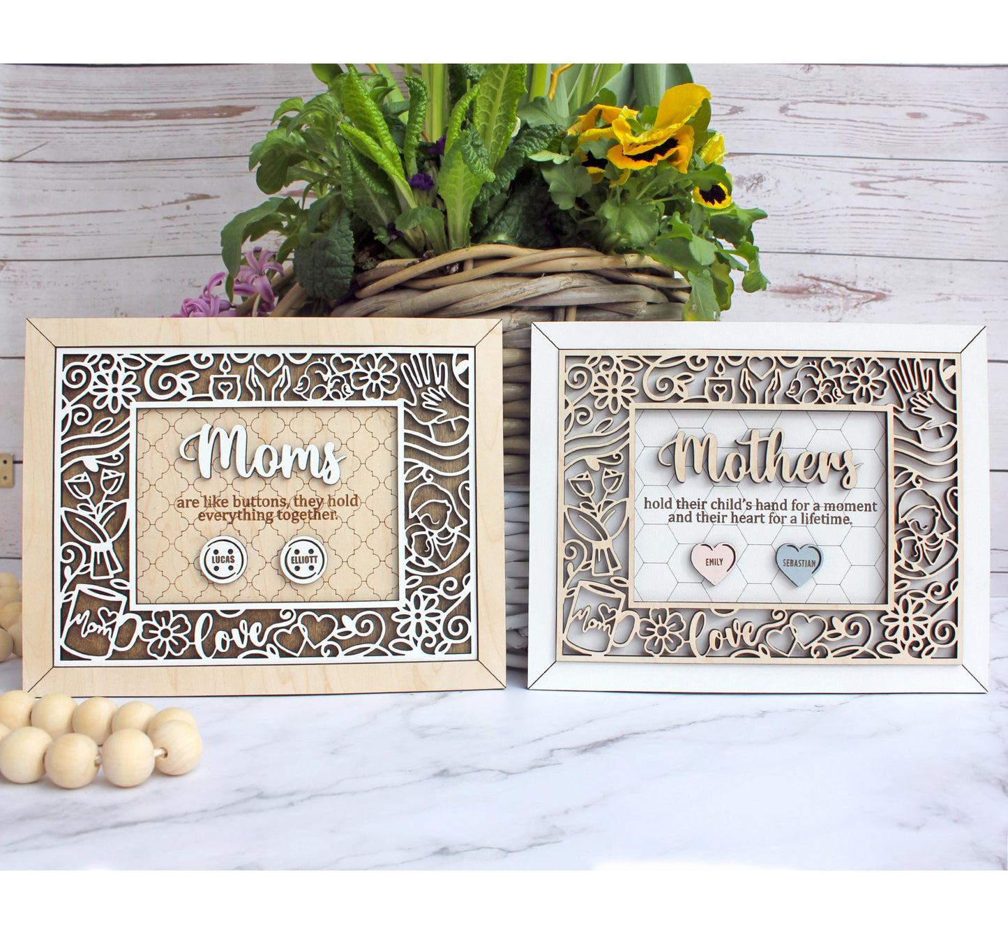 Personalized Mom Wall Sign – Custom Engraved Wooden Plaque with Kids or Grandkids’ Names | Mother’s Day & Birthday Gift