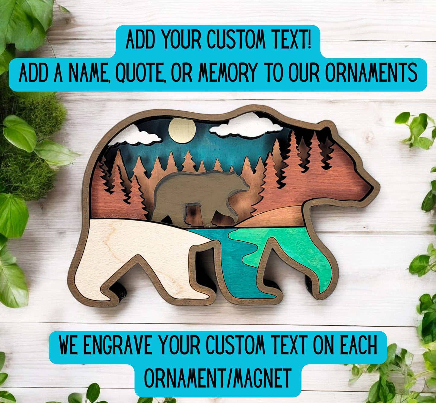 Custom Bear Magnet or Ornament – Handmade Wooden Keepsake