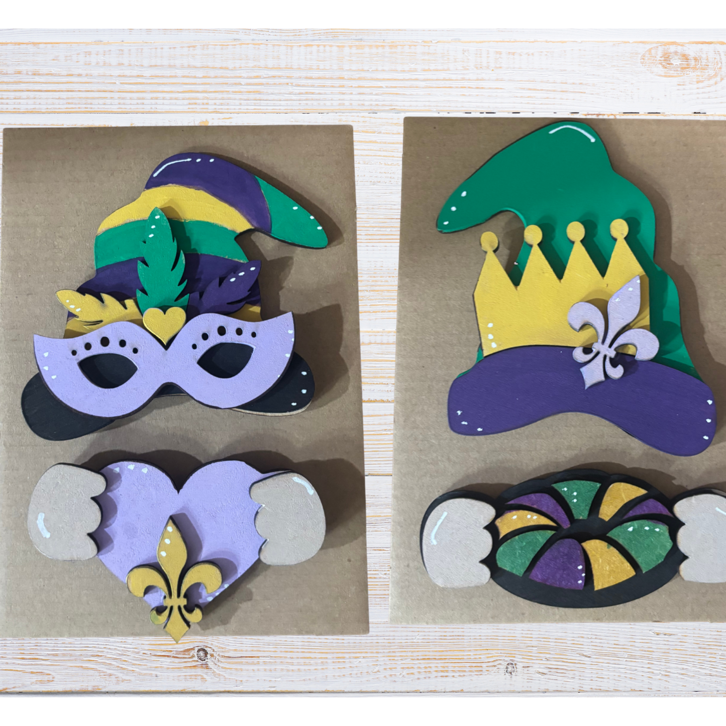 Mardi Gras Interchangeable Gnome – Handmade 10” Shelf Sitter with Outfit