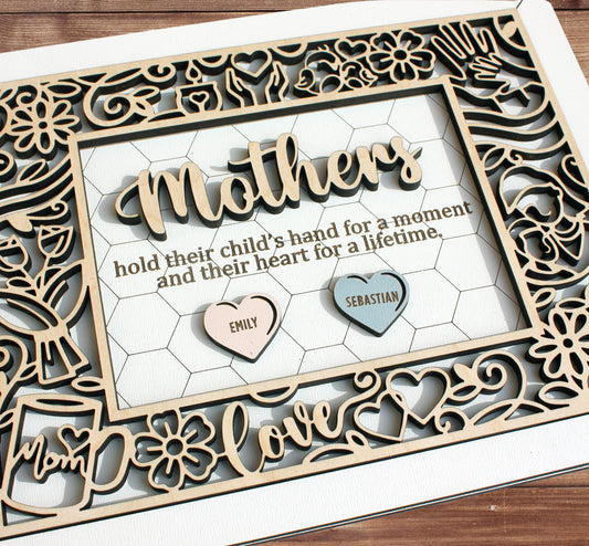 Personalized Mom Wall Sign – Custom Engraved Wooden Plaque with Kids or Grandkids’ Names | Mother’s Day & Birthday Gift