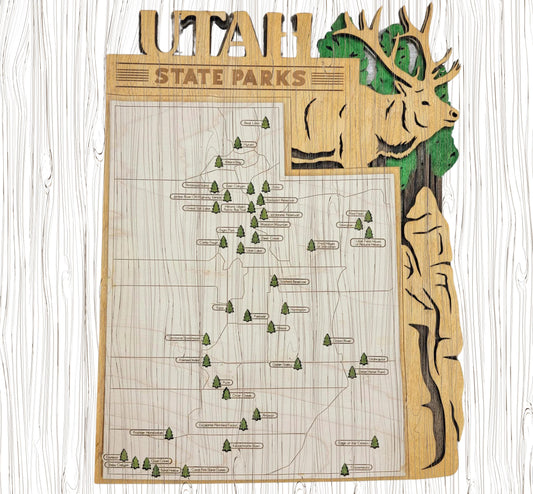 Utah State Park Tracker Map – Personalized Hiking & Camping Wall Art Gift