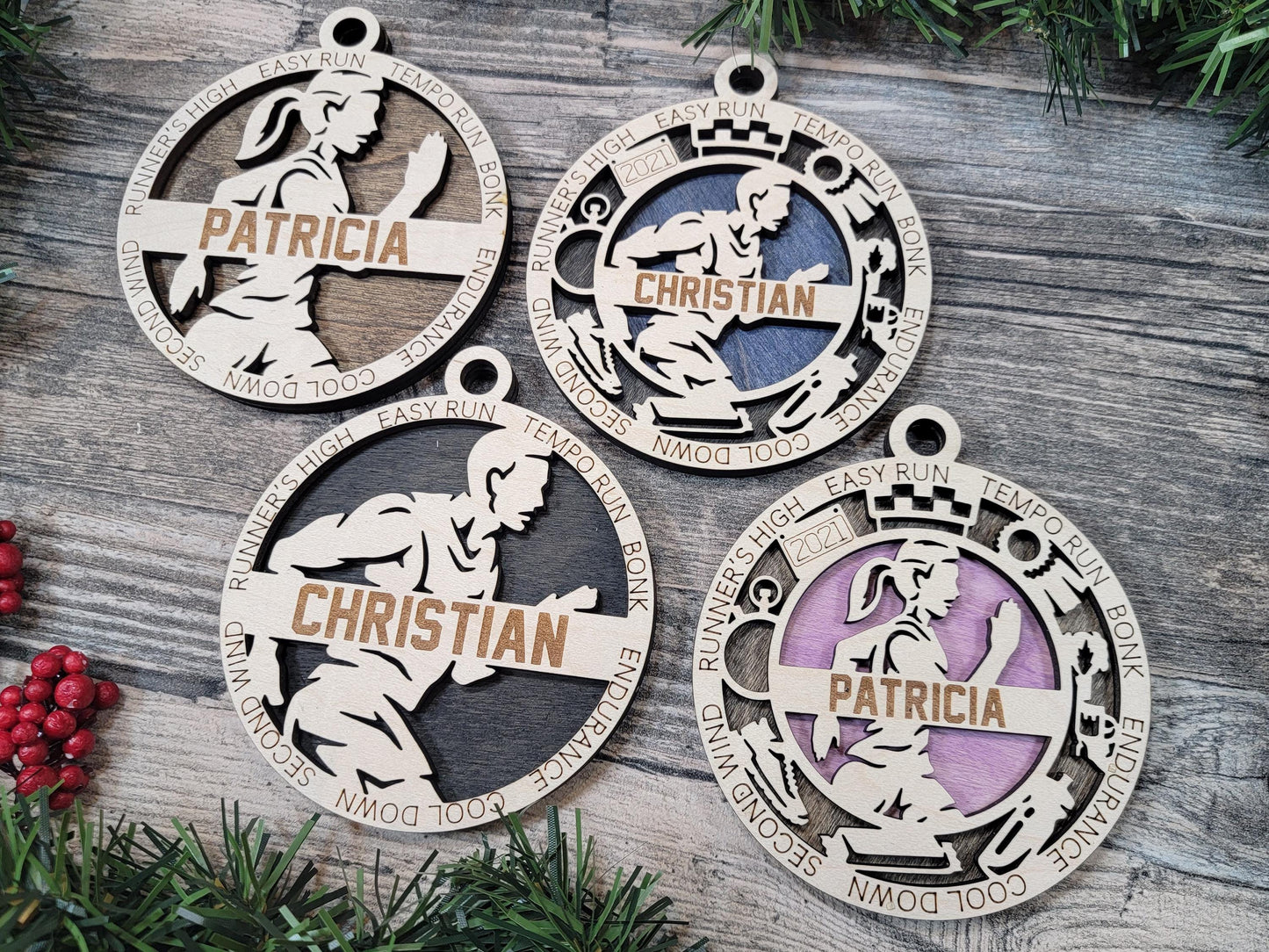 Cross Country Christmas Ornament – Personalized Engraved Runner Gift