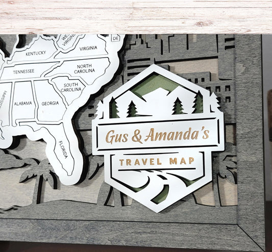 50 States Travel Map – Personalized Wooden USA Road Trip Gift