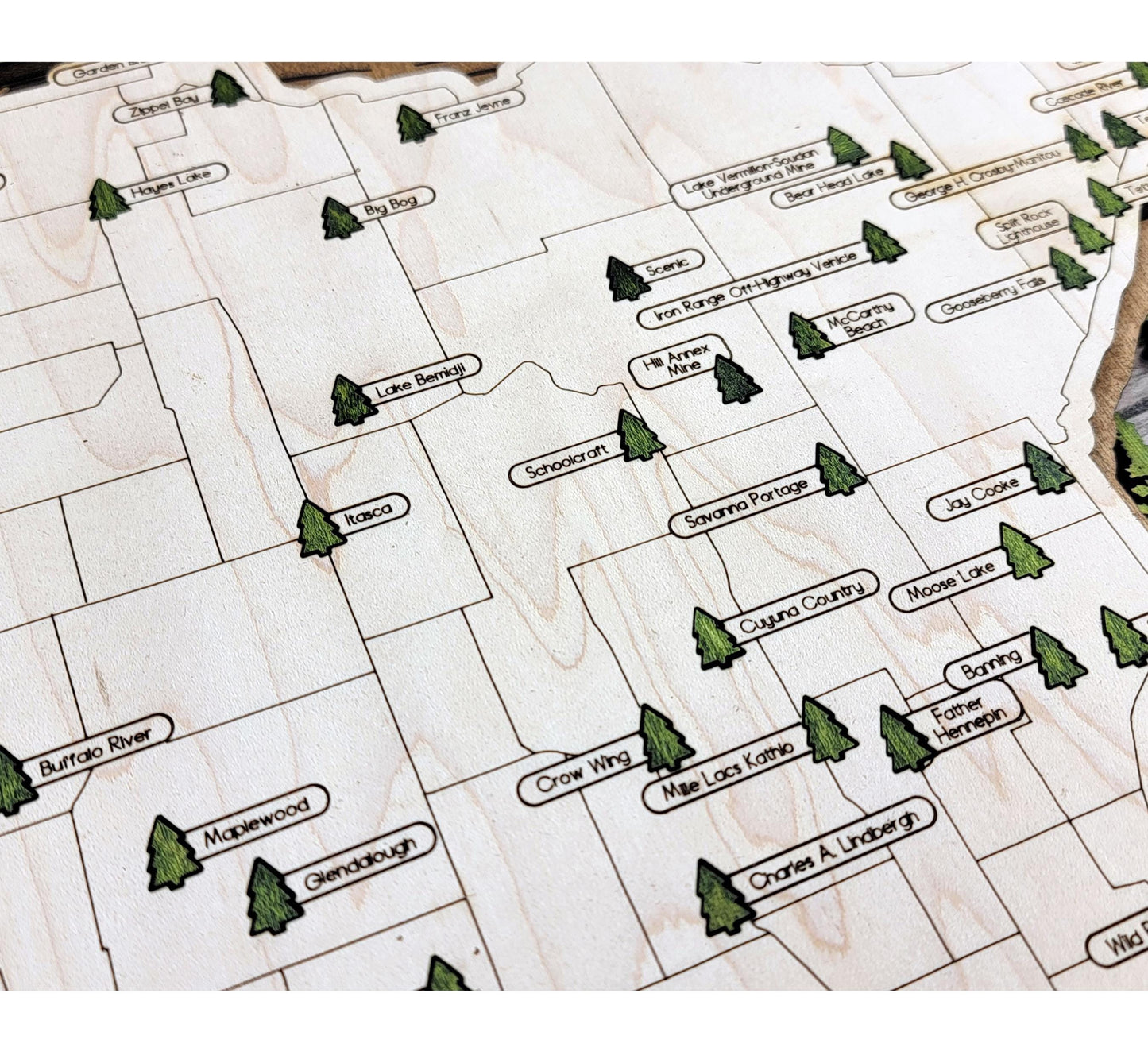 Personalized Minnesota State Parks Map Tracker – Custom Name Wooden Travel Keepsake