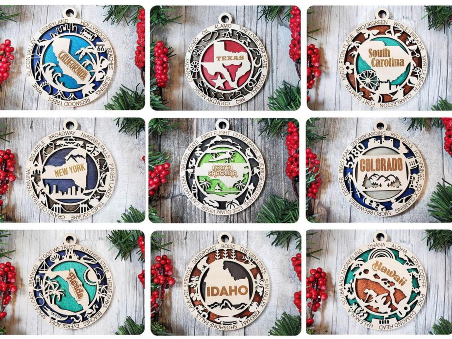 United States State Christmas Ornament – Personalized Wooden Travel Keepsake
