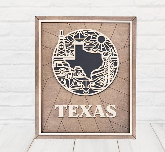 Custom Wood Texas Home Sign - Perfect Gift for Him - Texas Wall ArtTexas State Wall Art – Handmade Wood Sign Celebrating Texas Symbols, History & Culture | Gift-Ready with Easel Display