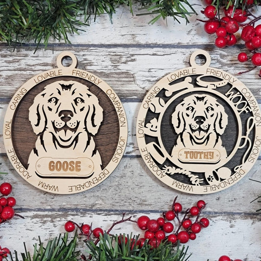 Personalized Dog Ornament – Custom Pet Name Gift for Dog Lovers (All Breeds Available)