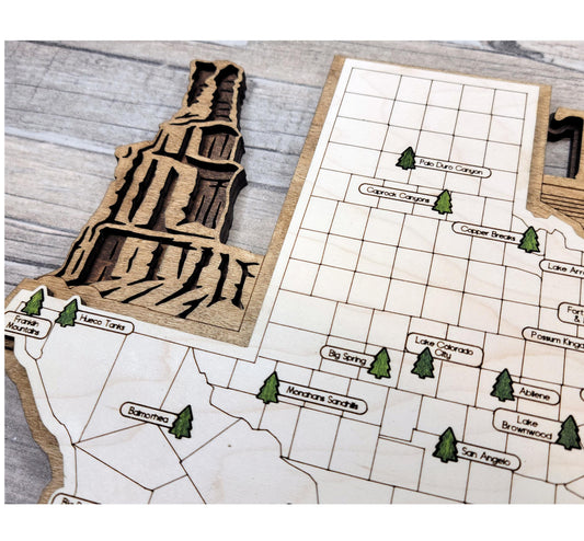 Personalized Texas State Parks Map Tracker – Custom Name Wooden Travel Keepsake