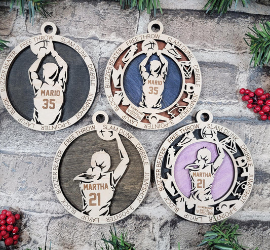 Personalized Basketball Ornament – Custom 4" Laser Engraved Wooden Sports Keepsake for Players, Coaches & Fans