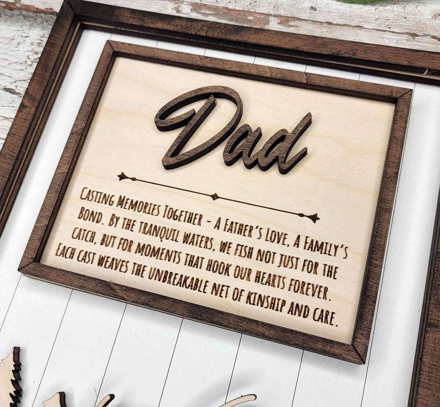 Personalized Fishing Dad Plaque – Custom Kids Name Sign for Dad or Grandpa | Handmade Wood Wall Decor | Fisherman Gift | 7x9
