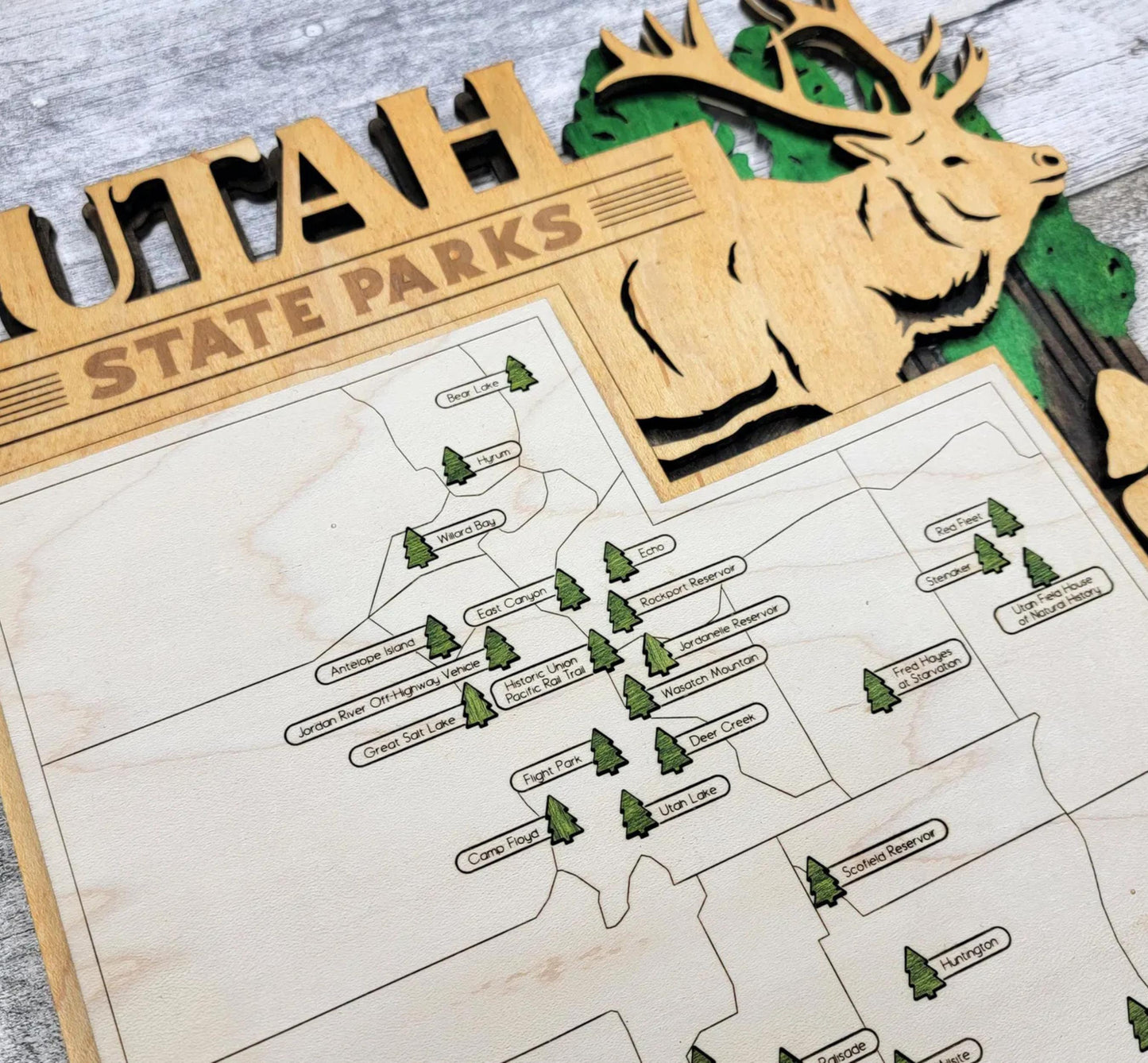 Personalized Utah State Parks Map Tracker – Custom Name Wooden Travel Keepsake