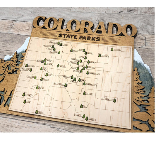 Colorado State Park Tracker Map – 12x20 Laser Engraved Wood Wall Art | Personalized Adventure Gift, Handmade in Ohio