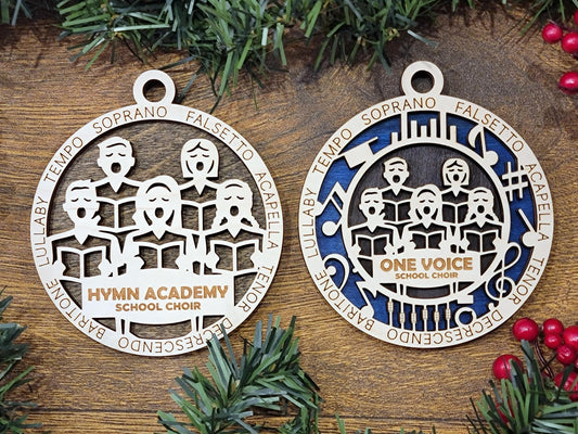 Personalized Music Ornament – Custom 4" Laser Engraved Wooden Keepsake for Choir, Band, Musicians & Music Teachers