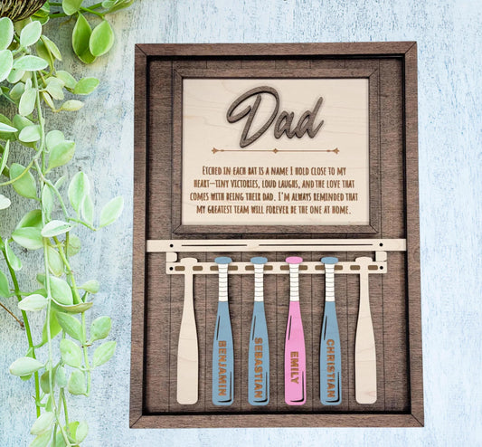 Personalized Baseball Dad Plaque – Custom Name Sign for Dad or Grandpa | Handmade Wood Gift | Baseball Wall Decor | 7x9