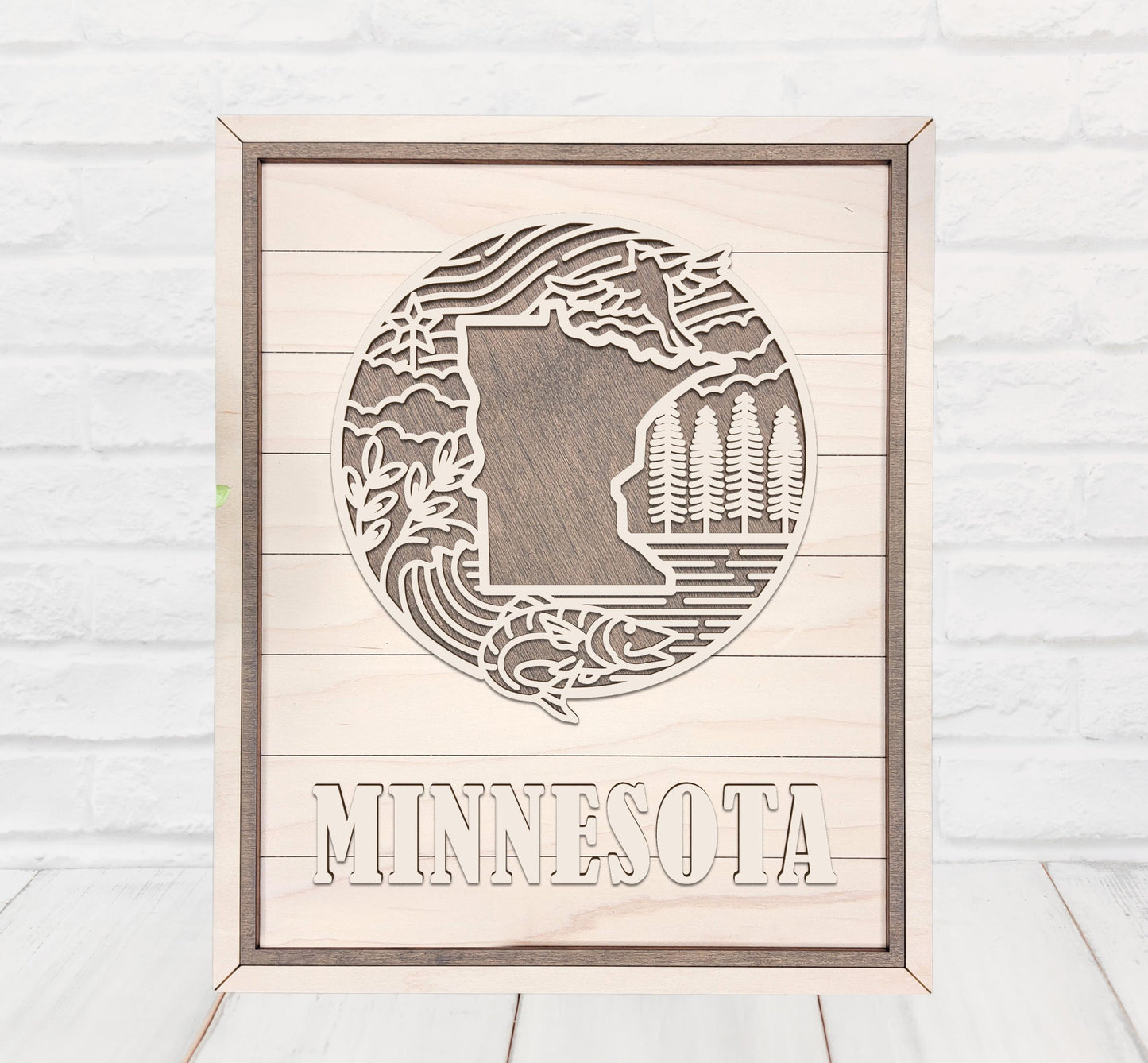 Minnesota State Wall Art – Handmade Wooden Sign Celebrating Minnesota Symbols, Nature & Culture | Gift-Ready with Easel Display