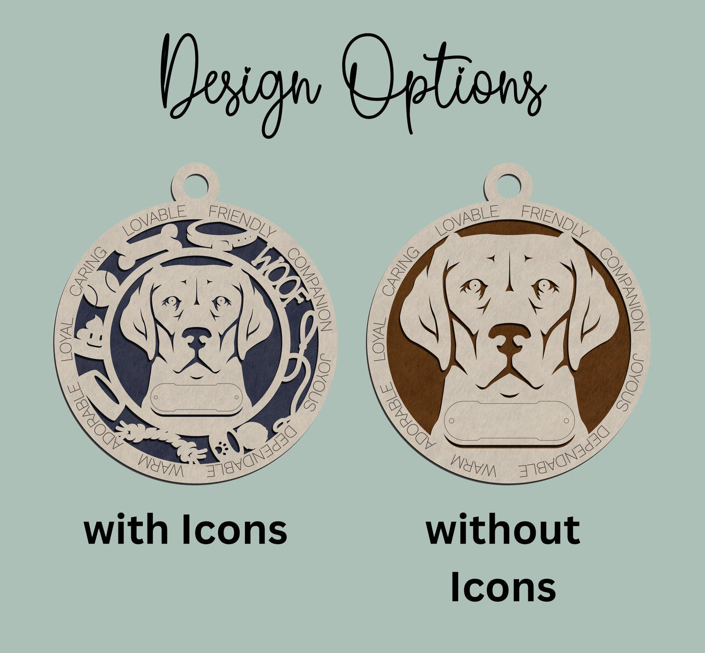 Personalized Dog Ornament – 4" Laser Engraved Wooden Ornament with Optional Dog Icons | All Breeds Included, Custom Name