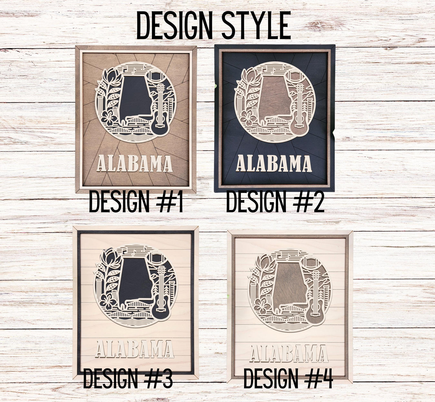 Alabama State Wall Art – Handmade Wood Sign Featuring Alabama Symbols, Culture & Heritage | Gift-Ready with Easel Display