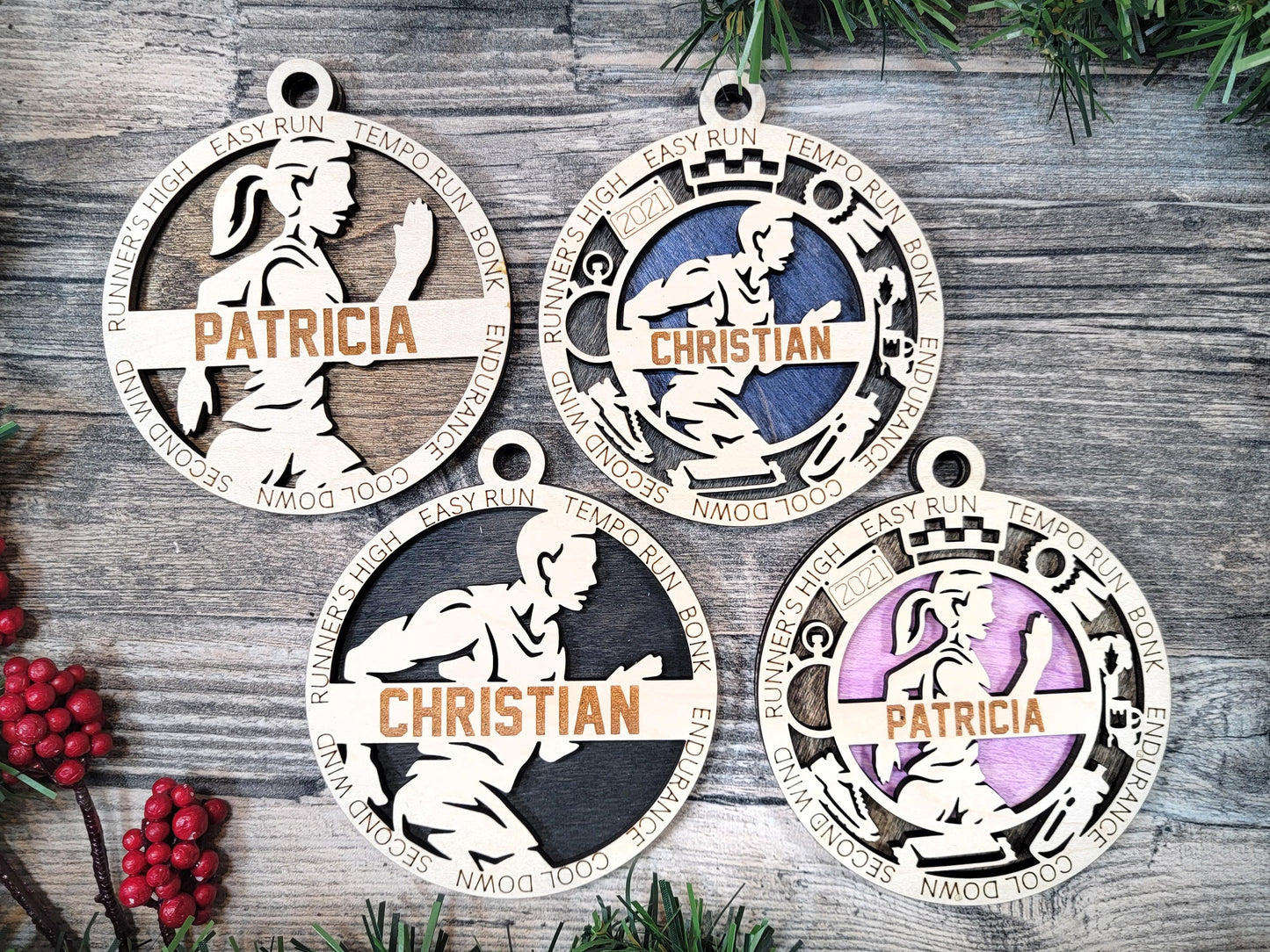 Cross Country Christmas Ornament – Personalized Engraved Runner Gift