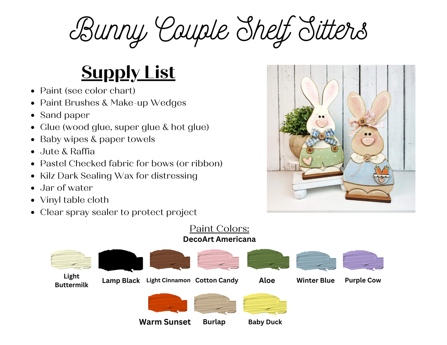 Bunny Shelf Sitter – DIY Paint Your Own MDF | 3" x 8" Easter / Spring Decor