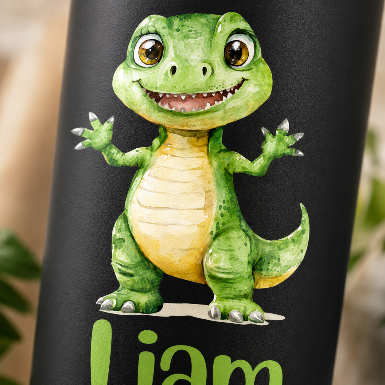 Personalized Dinosaur Tumbler for Boys | Custom Name T-Rex Kids Tumbler with Straw