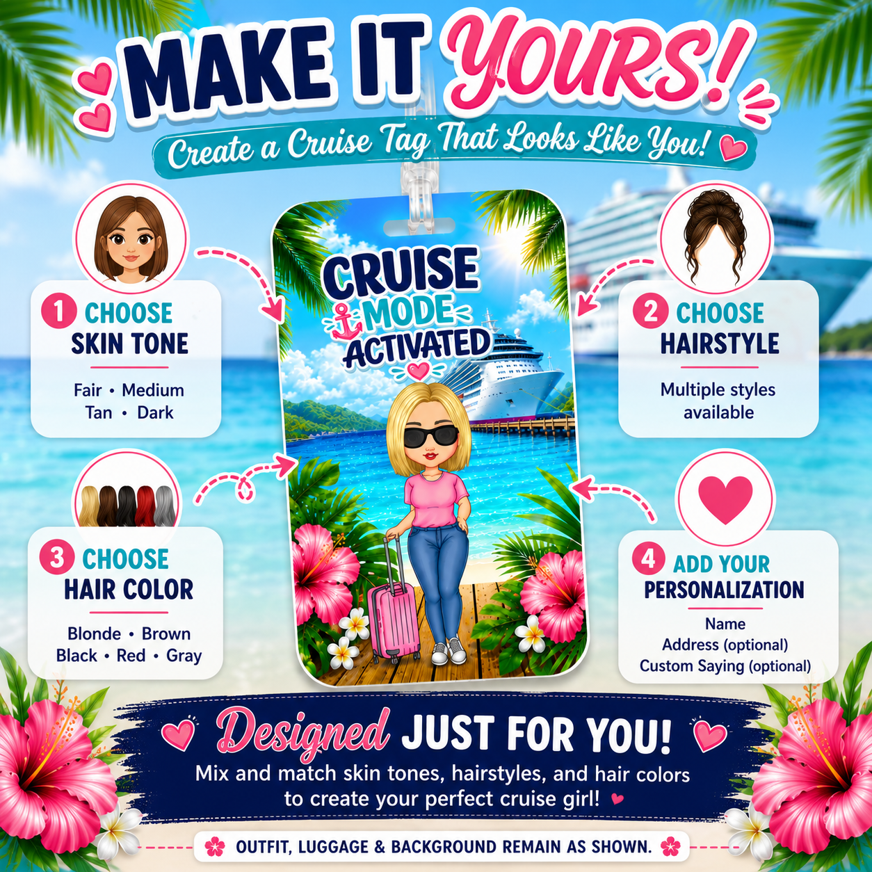Personalized Cruise Luggage Tag | Custom Acrylic Travel Tag for Cruise Lovers