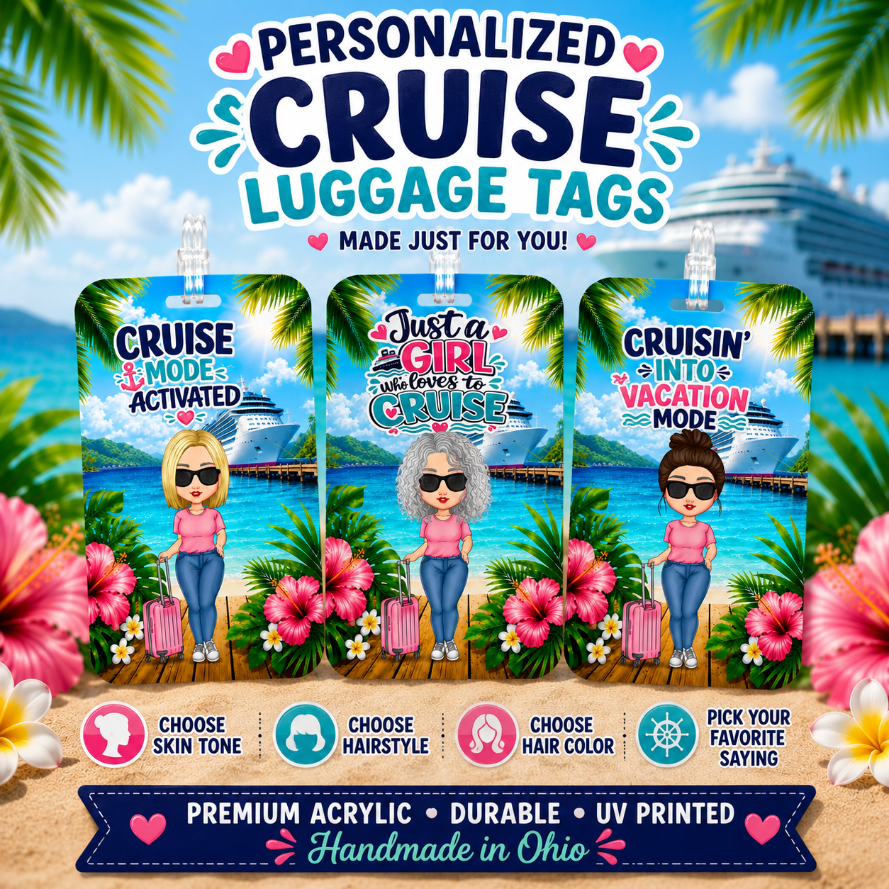 Personalized Cruise Luggage Tag | Custom Acrylic Travel Tag for Cruise Lovers