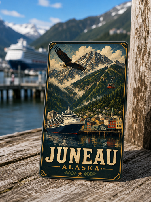 Juneau Alaska Cruise Magnet | Vintage Travel Poster Style | WPA Souvenir Magnet | Handmade in Ohio