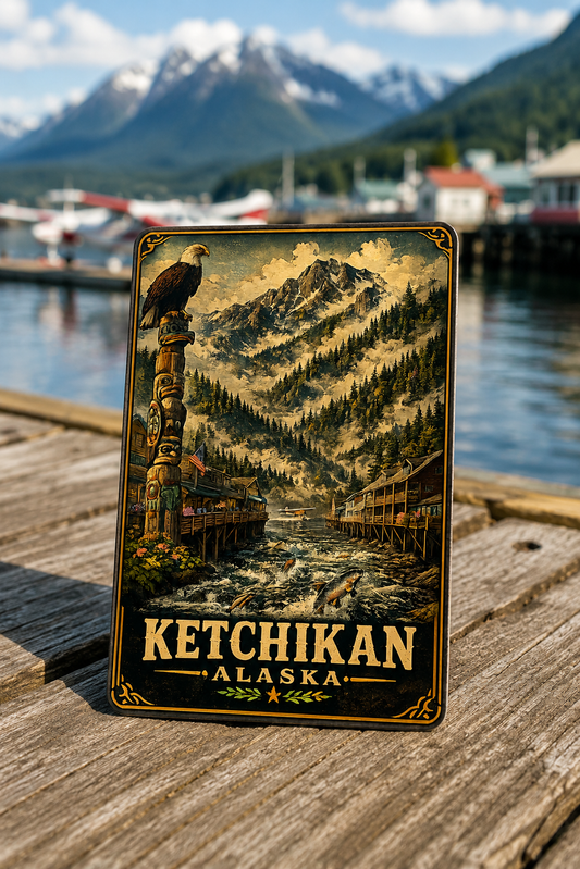 Ketchikan Alaska Cruise Magnet | Vintage Travel Poster Style | Creek Street Souvenir Magnet | Handmade in Ohio