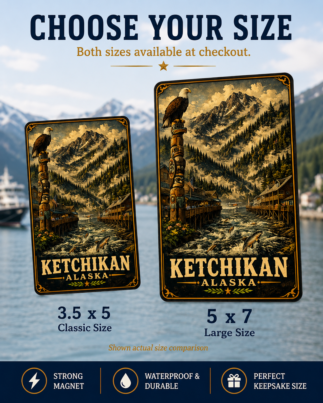 Ketchikan Alaska Cruise Magnet | Vintage Travel Poster Style | Creek Street Souvenir Magnet | Handmade in Ohio