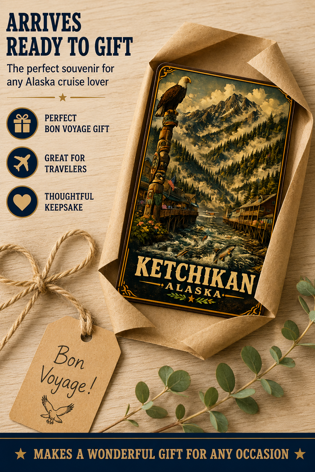 Ketchikan Alaska Cruise Magnet | Vintage Travel Poster Style | Creek Street Souvenir Magnet | Handmade in Ohio
