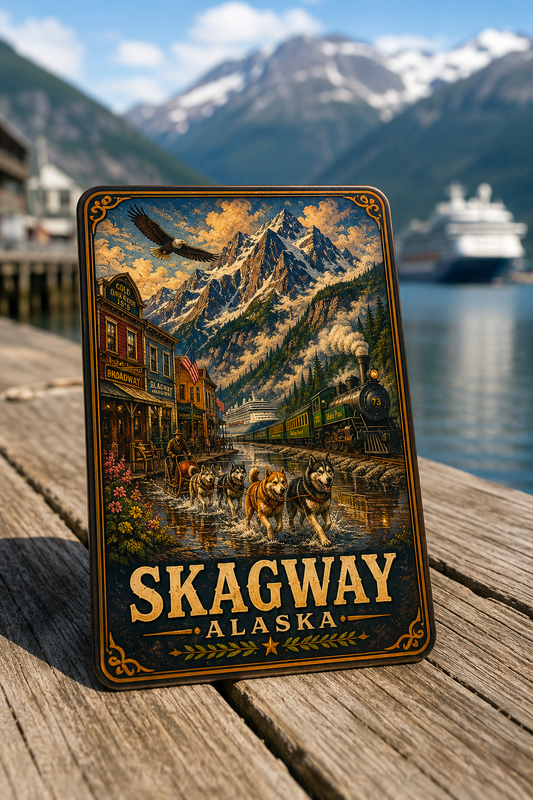 Skagway Alaska Cruise Magnet | Vintage Travel Poster Style | WPA Souvenir Magnet | Handmade in Ohio