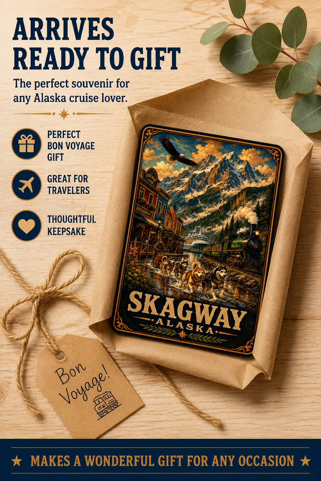 Skagway Alaska Cruise Magnet | Vintage Travel Poster Style | WPA Souvenir Magnet | Handmade in Ohio