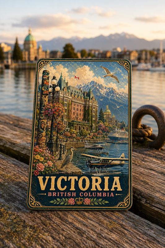 Victoria British Columbia Cruise Magnet | Vintage Travel Poster Style | WPA Souvenir Magnet | Handmade in Ohio