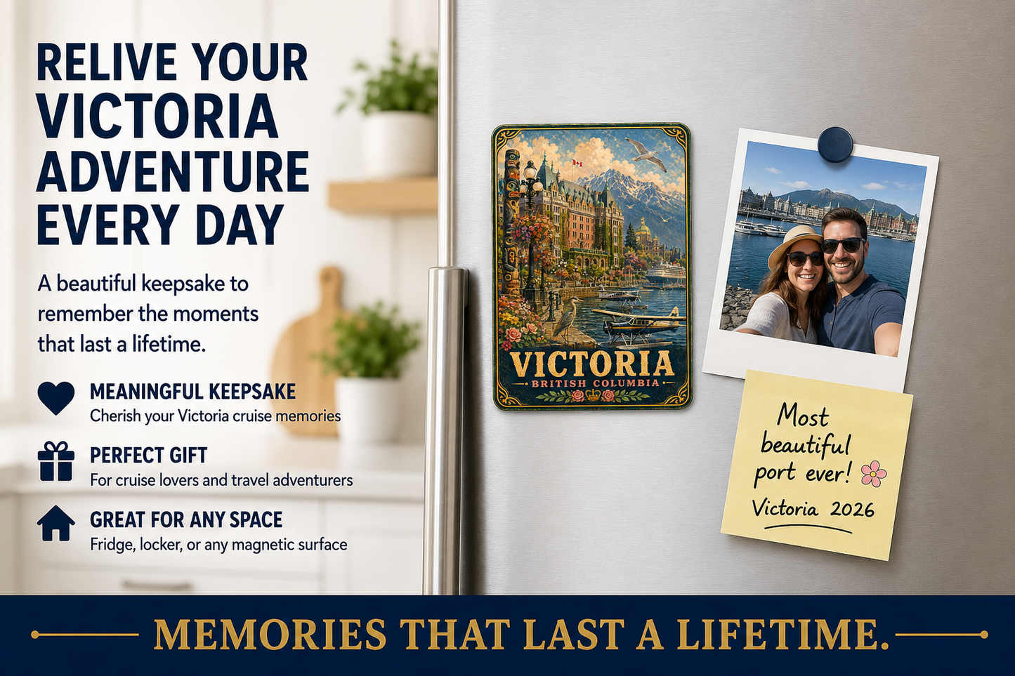 Victoria British Columbia Cruise Magnet | Vintage Travel Poster Style | WPA Souvenir Magnet | Handmade in Ohio