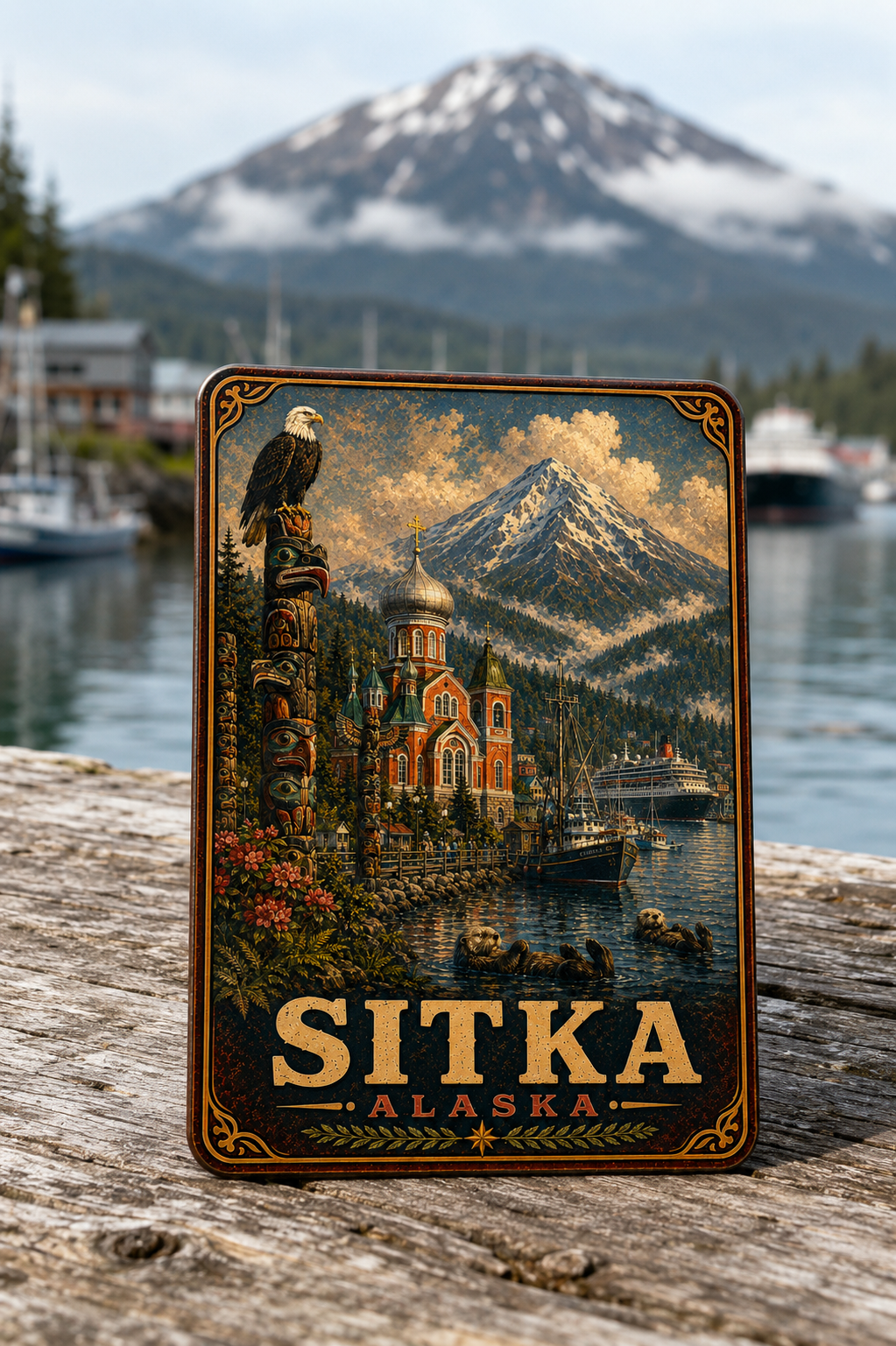 Sitka Alaska Cruise Magnet | Vintage Travel Poster Style | WPA Souvenir Magnet | Handmade in Ohio