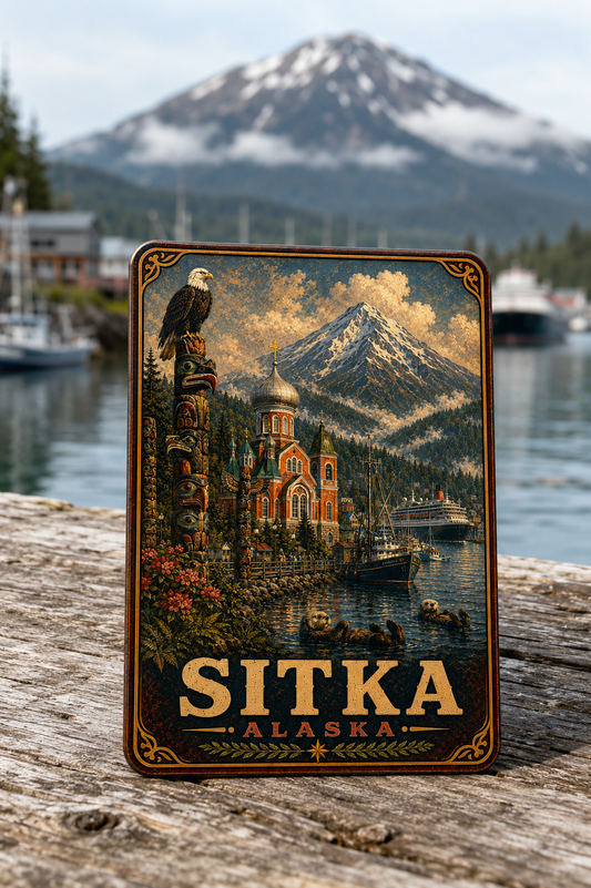 Sitka Alaska Cruise Magnet | Vintage Travel Poster Style | WPA Souvenir Magnet | Handmade in Ohio