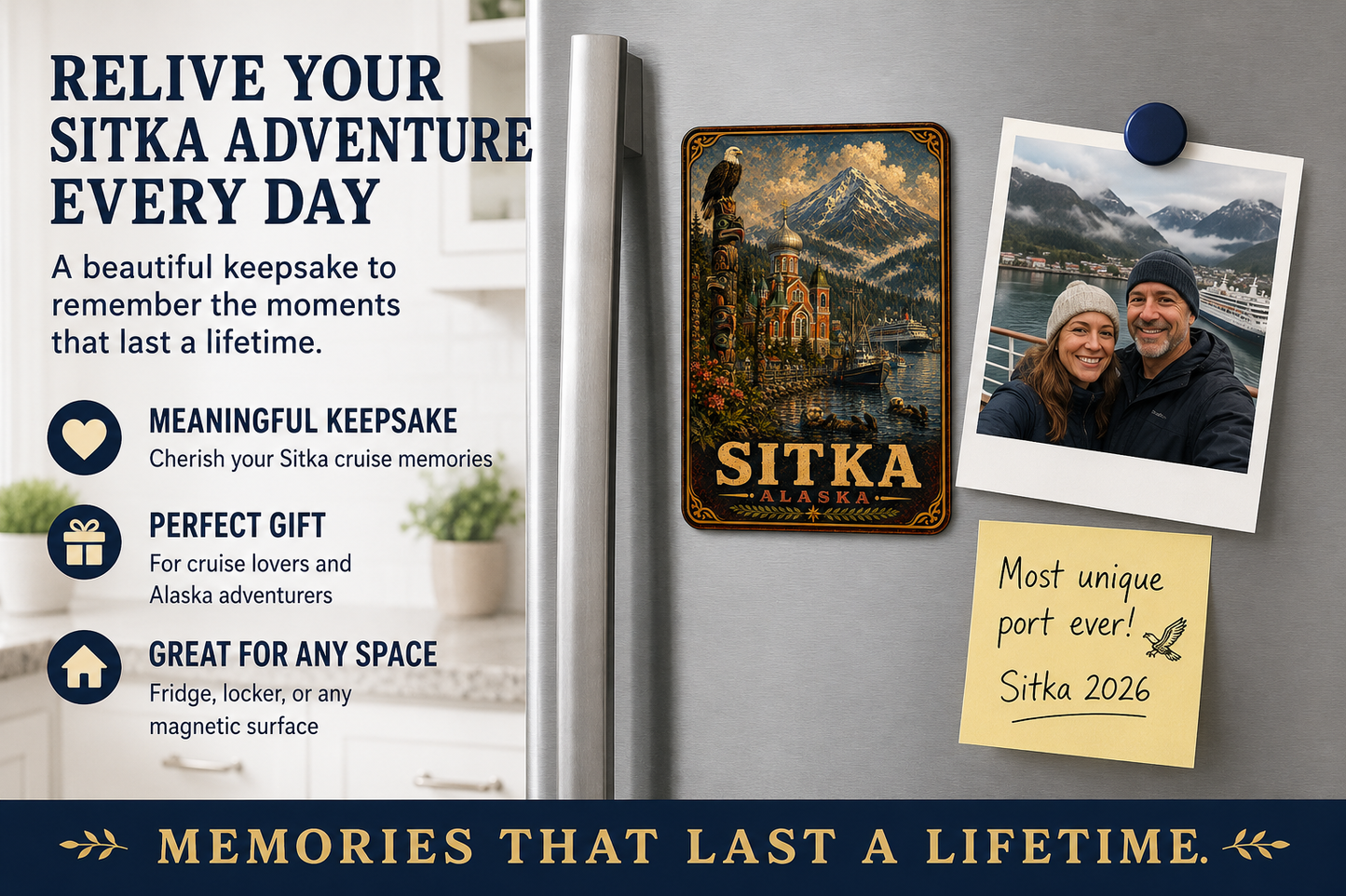 Sitka Alaska Cruise Magnet | Vintage Travel Poster Style | WPA Souvenir Magnet | Handmade in Ohio