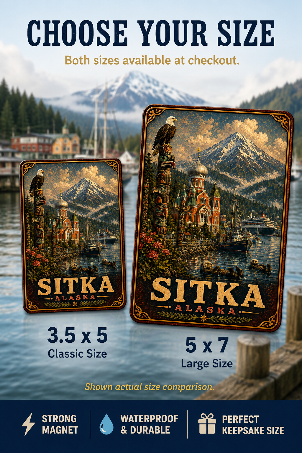 Sitka Alaska Cruise Magnet | Vintage Travel Poster Style | WPA Souvenir Magnet | Handmade in Ohio