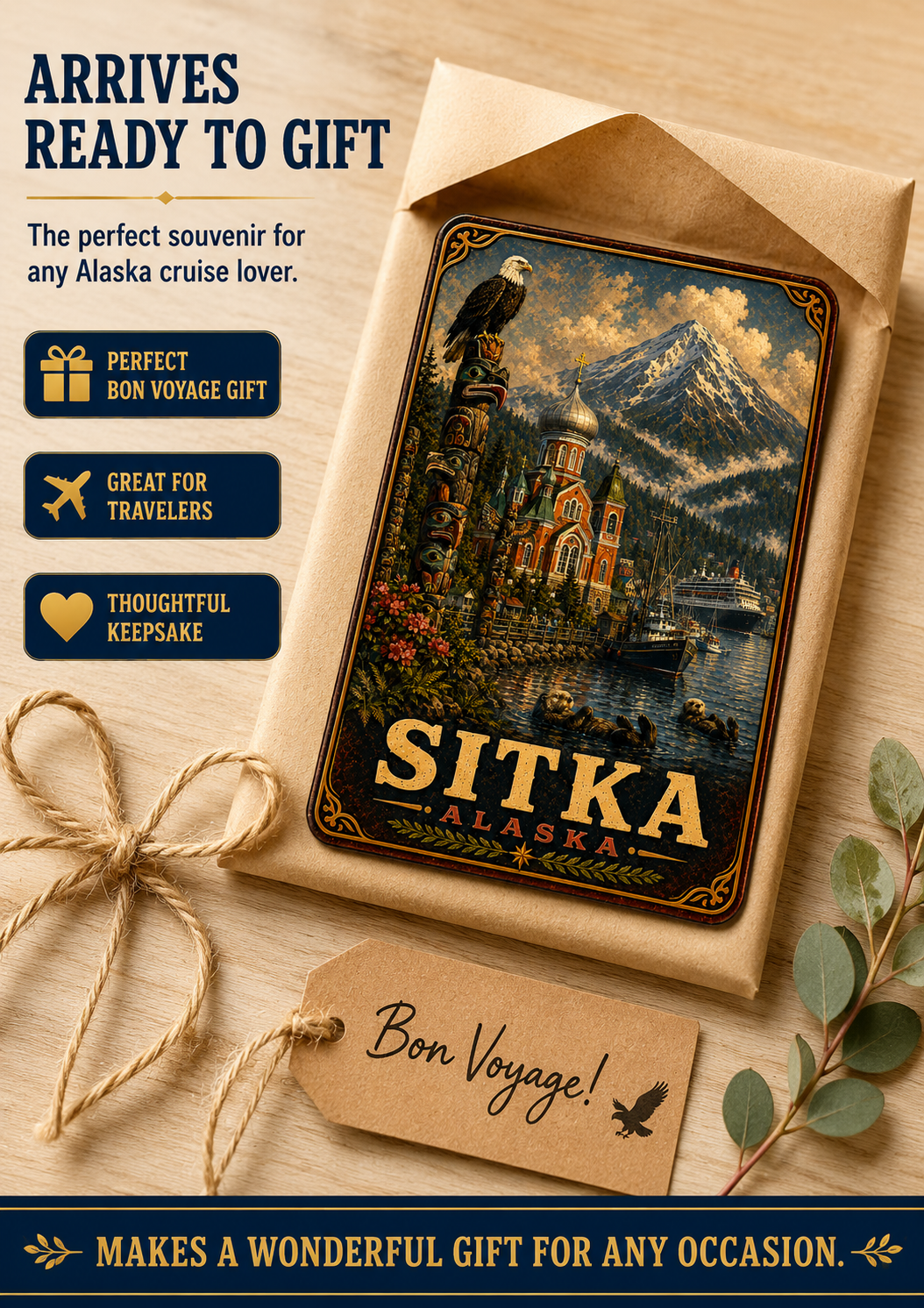 Sitka Alaska Cruise Magnet | Vintage Travel Poster Style | WPA Souvenir Magnet | Handmade in Ohio