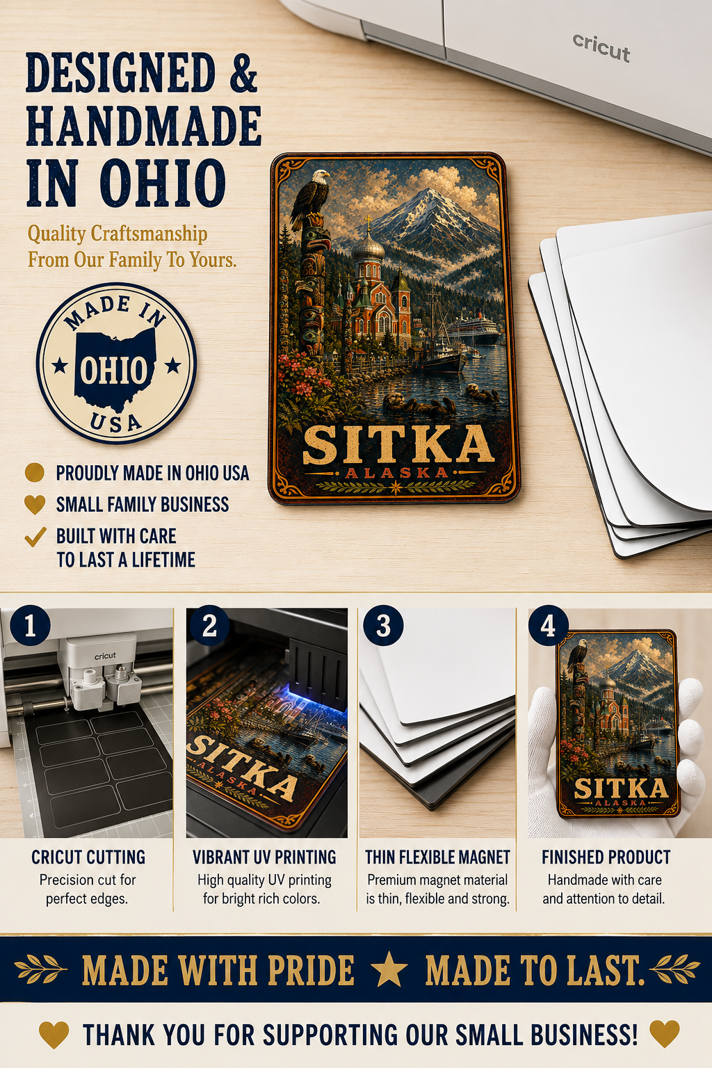 Sitka Alaska Cruise Magnet | Vintage Travel Poster Style | WPA Souvenir Magnet | Handmade in Ohio