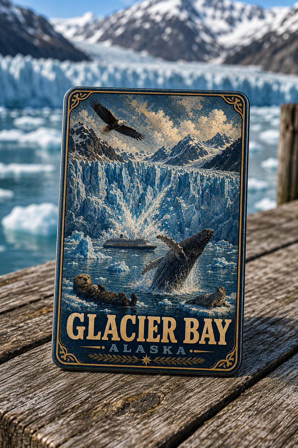 Glacier Bay Alaska Cruise Magnet | Vintage Travel Poster Style | WPA Souvenir Magnet | Handmade in Ohio