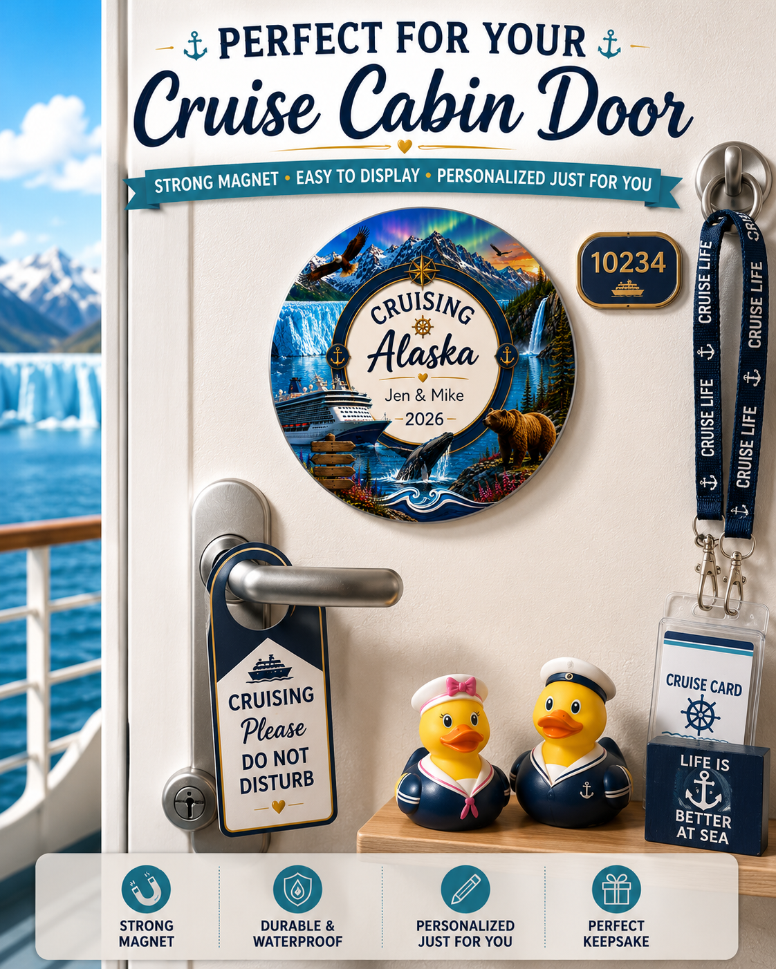 Personalized Alaska Cruise Magnet – Glacier Adventure Travel Souvenir