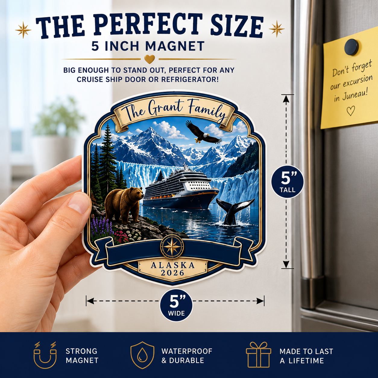 Personalized Alaska Cruise Magnet – Wildlife Adventure Vacation Keepsake