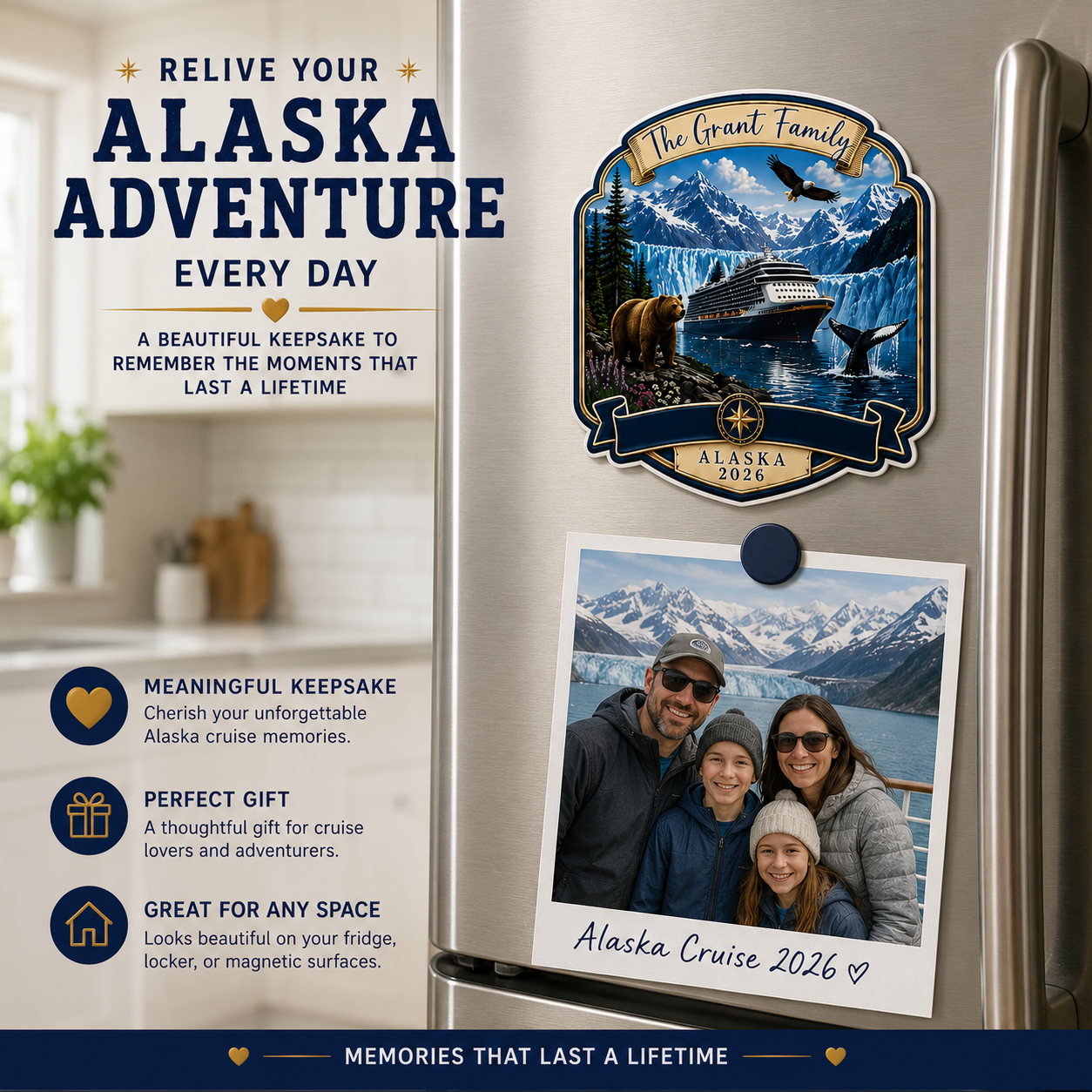 Personalized Alaska Cruise Magnet – Wildlife Adventure Vacation Keepsake