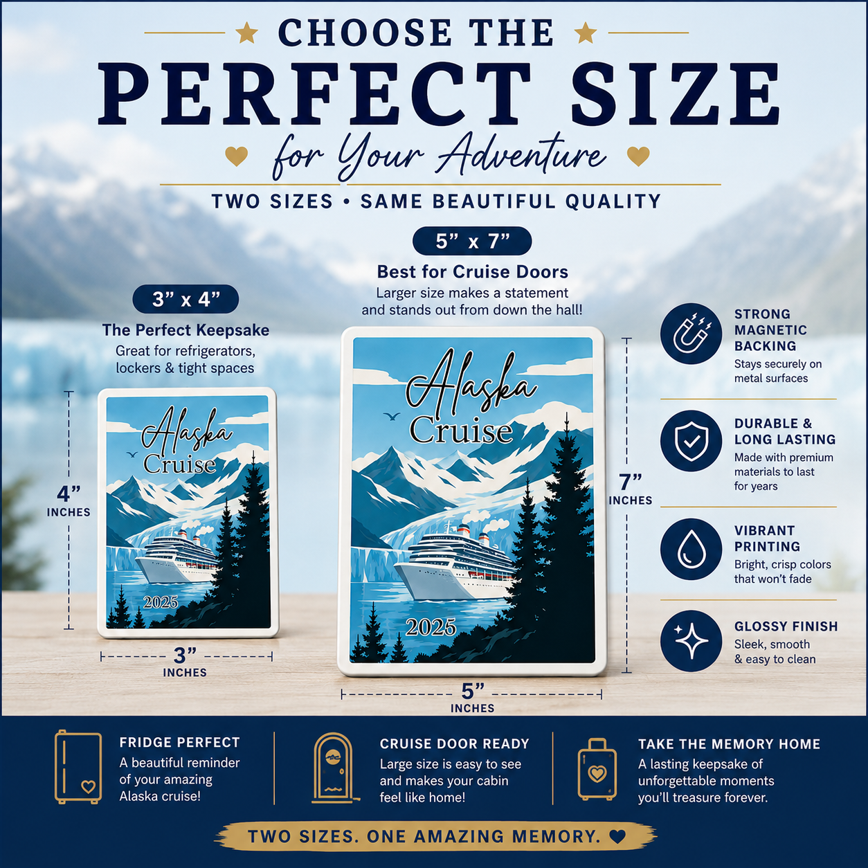 Personalized Alaska Cruise Magnet – Custom Cruise Ship Souvenir & Family Vacation Keepsake