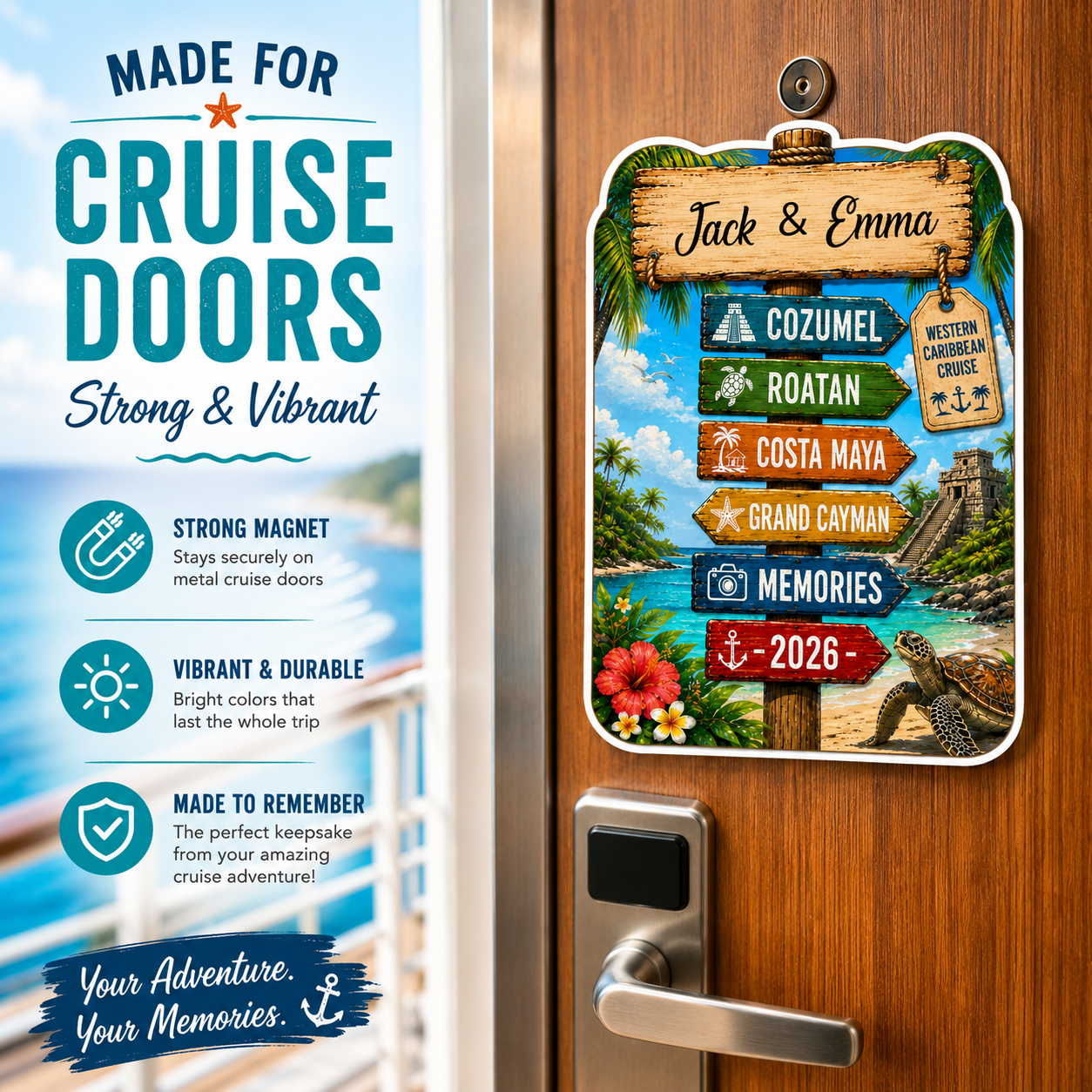 Personalized Western Caribbean Cruise Magnet – Custom Family Vacation Keepsake