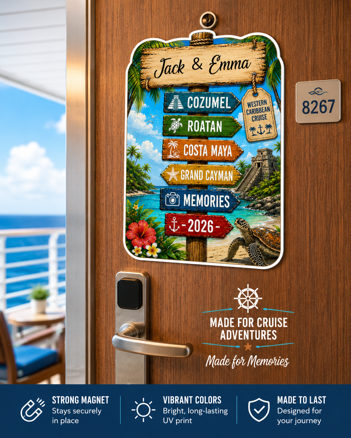 Personalized Western Caribbean Cruise Magnet – Custom Family Vacation Keepsake