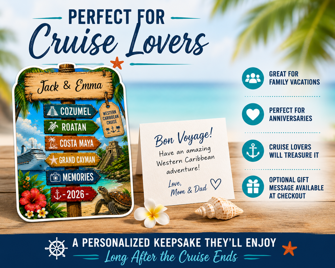 Personalized Western Caribbean Cruise Magnet – Custom Family Vacation Keepsake