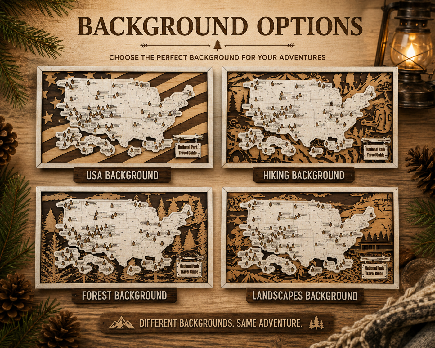 Personalized National Park Map Tracker – Wooden USA Travel Map Keepsake for Adventure Lovers